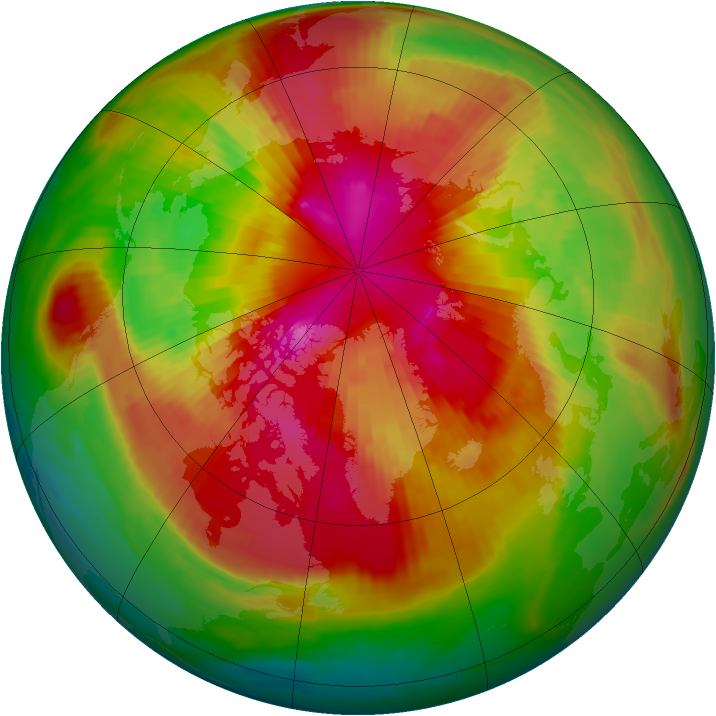 Arctic ozone map for 11 March 1989